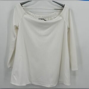 Tuckernuck off the shoulder, 3/4 sleeve Cream Women's Blouse